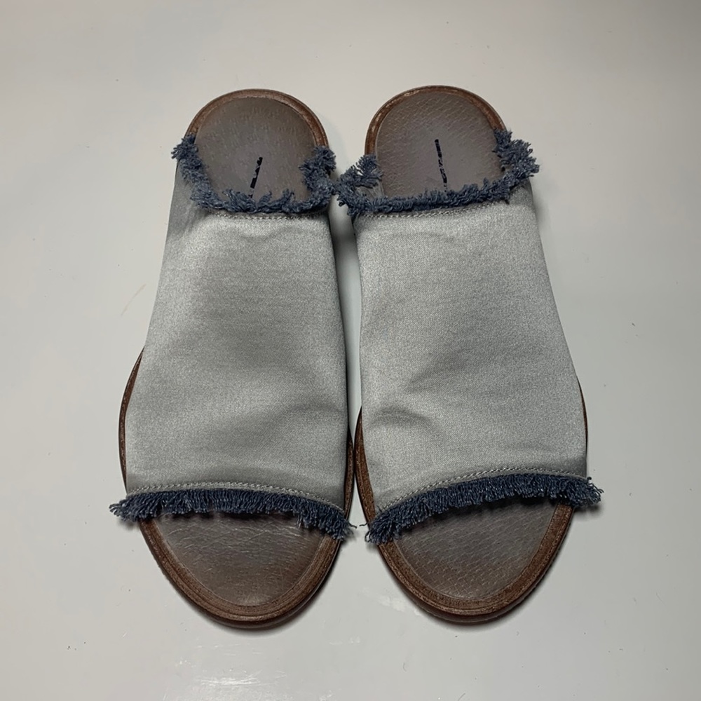SOLD Free People Riley Blue Satin Slip on Slides Size 38